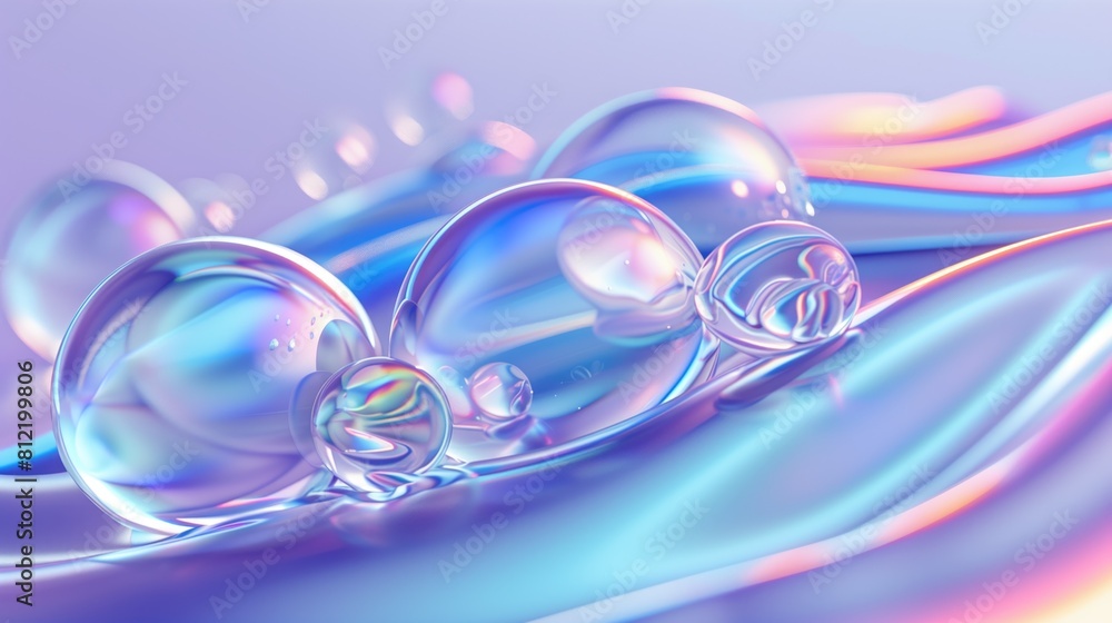 Naklejka premium Iridescent Bubbles on the Background.