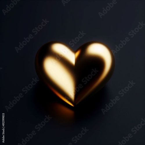 Golden Heart on a Black Background