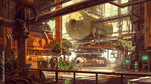 Futuristic industrial cityscape for sci-fi game or movie set design © Vilayat
