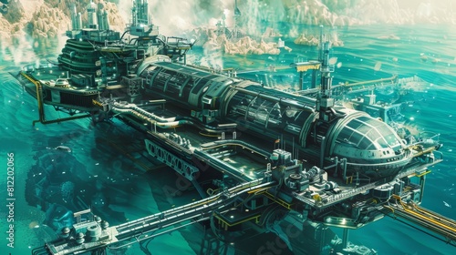 Futuristic oceanic energy extraction facility for sci-fi event