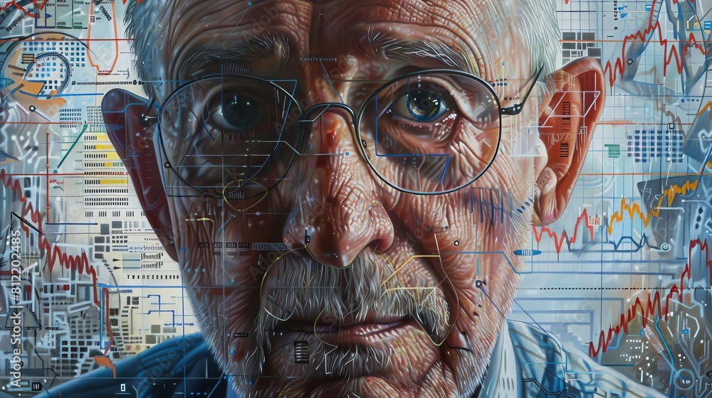 Futuristic vision of a tech-savvy elder: A portrait between art and science