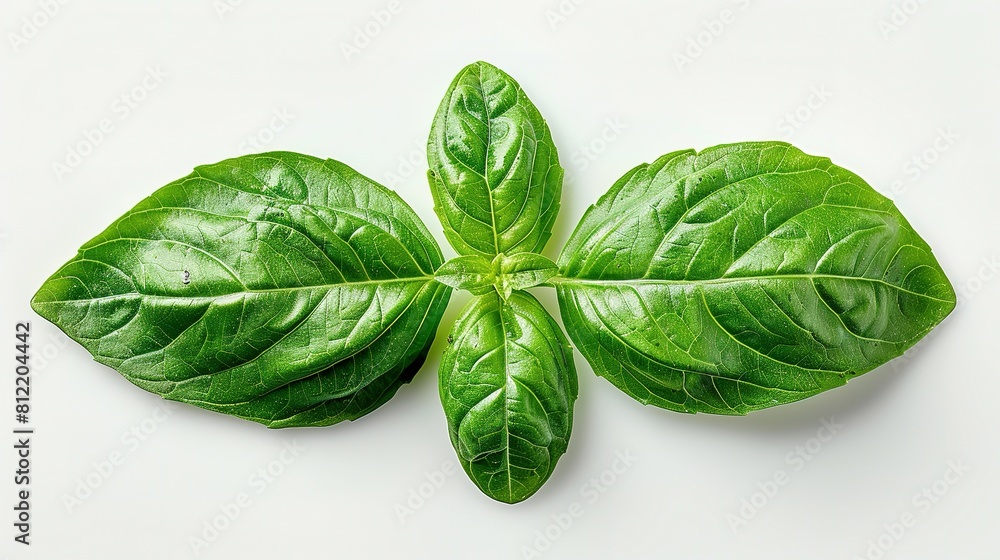 Basil isolated. Basil leaf flat lay on white background. Basil isolated. Basil leaf flat lay on white background.