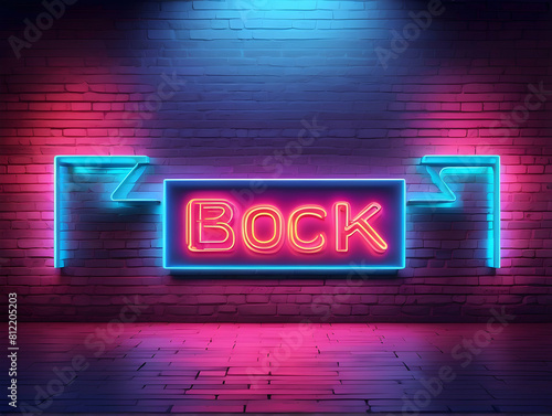 Neon sign saying 'BOCK' on brick wall