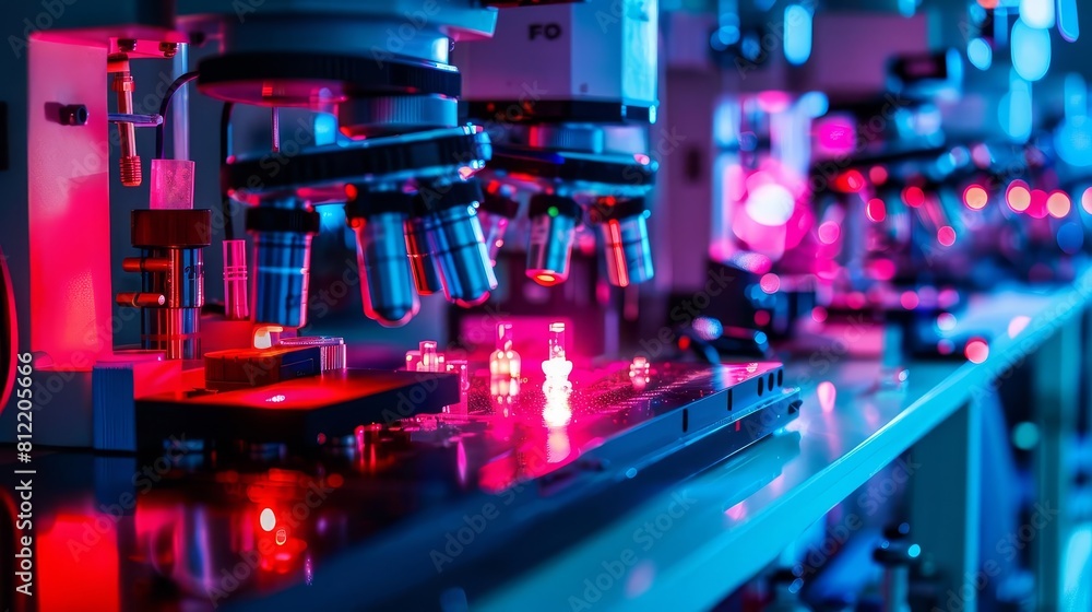 Microscope in lab. Scientific research. Lab equipment. Microscope in lab. Scientific research. Lab equipment.