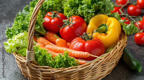 Bountiful Harvest: A Basket Overflowing with Freshly Picked Vegetables