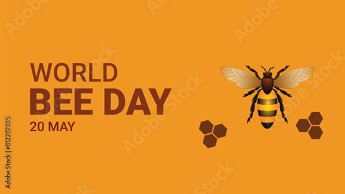 Celebrate World Bee Day with this creative template for banners, posters, flyers, stickers, postcards, t-shirts, and more. Featuring a honey bee on flowers in nature, this banner is perfect for promot