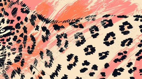 leopard print background with pink tint.