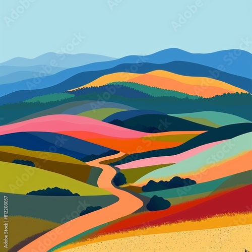 Colorful Abstract Illustration of Kopaonik Mountain Landscape photo
