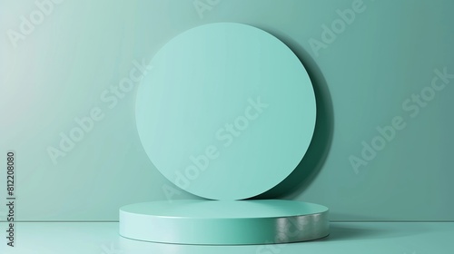 Mint Green Circular Platform in Minimalist Pastel Background