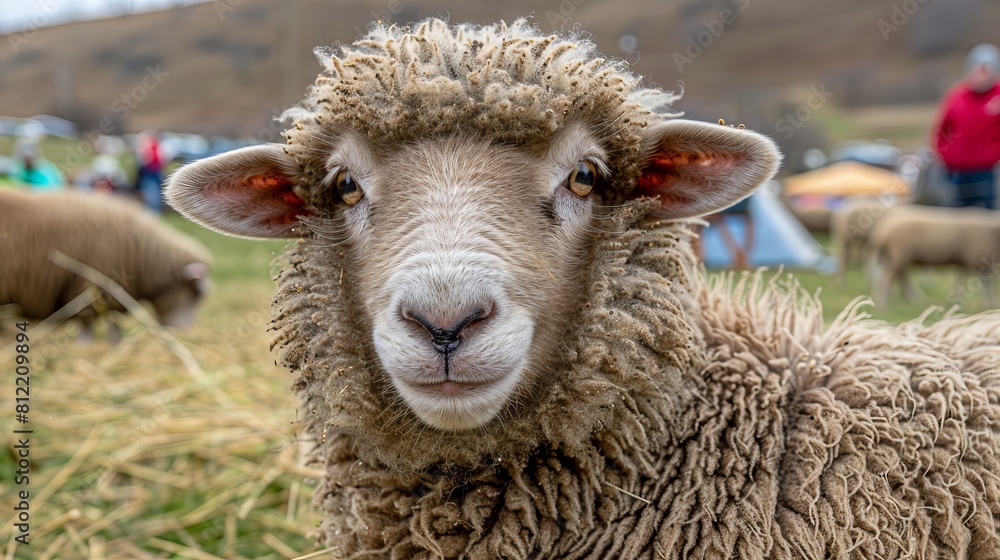 Modern sheep shearing technology in operation at expansive sheep farming facility Modern sheep shearing technology in operation at expansive sheep farming facility