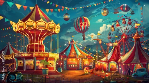 A carnival-themed background sets the stage for festivities, offering ample space for text to shine against a backdrop of colorful revelry. With its lively atmosphere and joyful ambiance photo