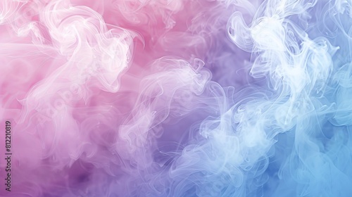 A colorful smoke cloud with blue, pink, and white tones
