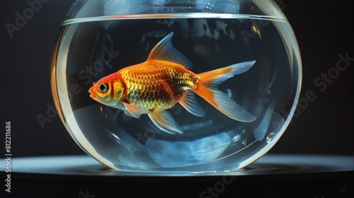 Serene aquatic still life with goldfish in a bowl for home decor and nature themes photo