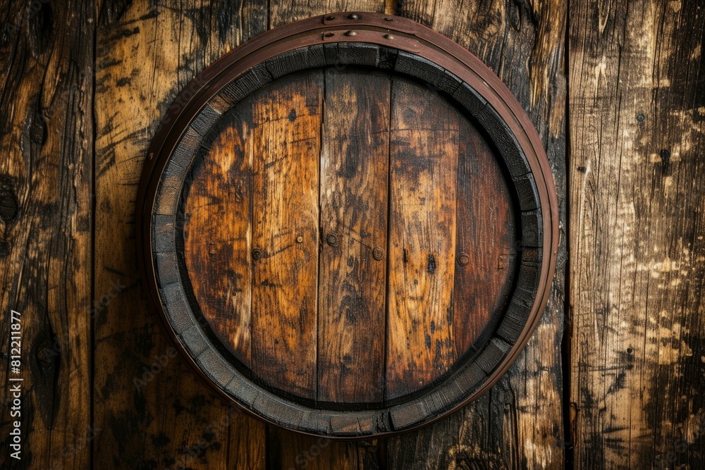 Rustic Beer wood barrel cask. Cork alcohol. Generate Ai Rustic Beer wood barrel cask. Cork alcohol. Generate Ai