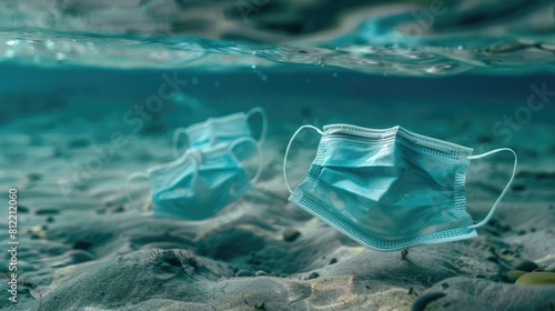 Beneath the ocean waves lie discarded protective masks haunting remnants of the COVID 19 pandemic photo