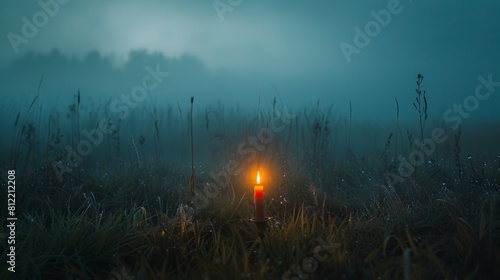 Serene candlelit twilight by the water's edge, ideal for meditation and Halloween themes