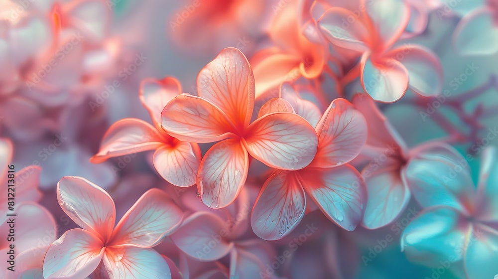 Fototapeta premium A beautiful pink and white flower with a blue background