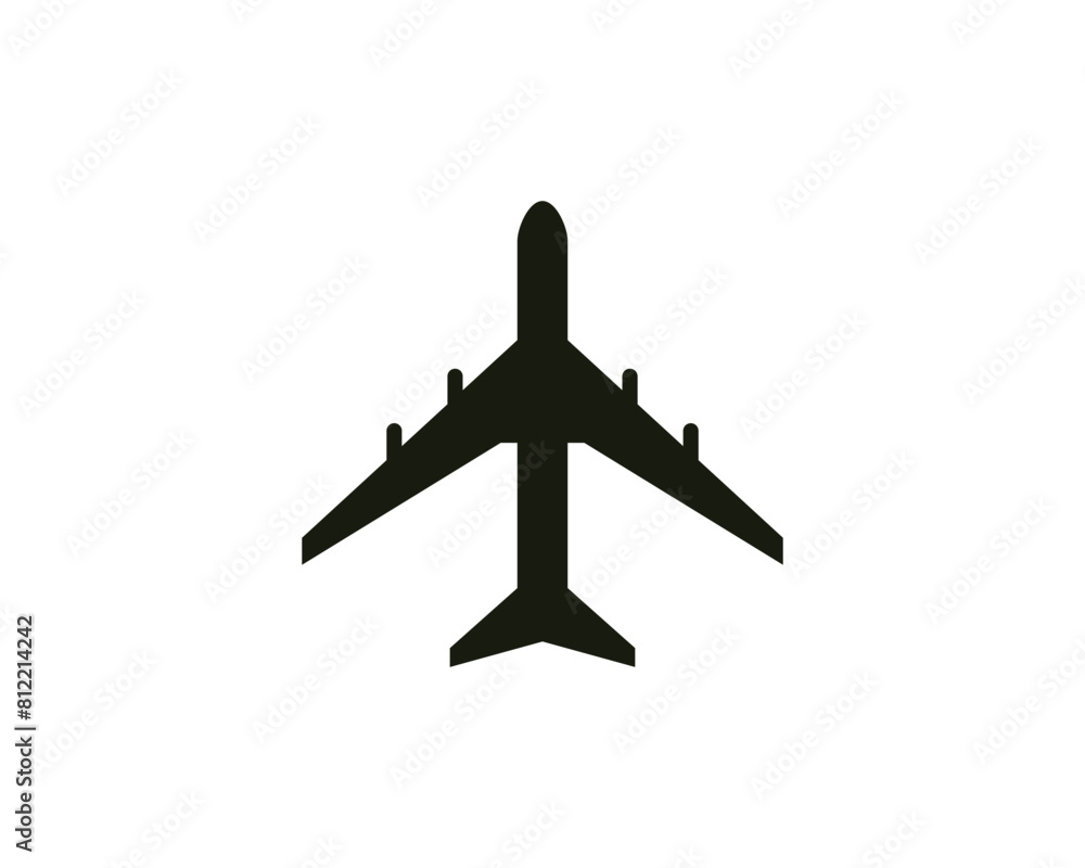 Plane icon. Airport sign. Black airplane silhouette