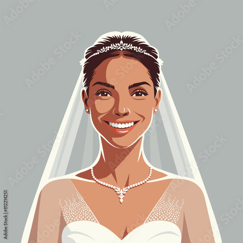 Beautiful smiling bride in a veil