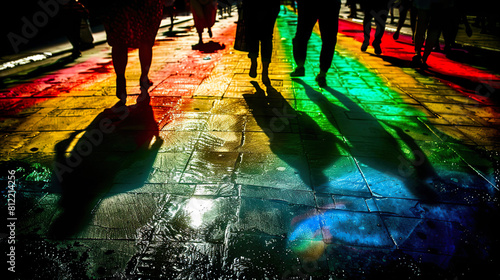 Rainbow Reflections on City Street