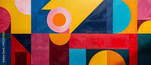 Colorful geometric shapes and patterns.