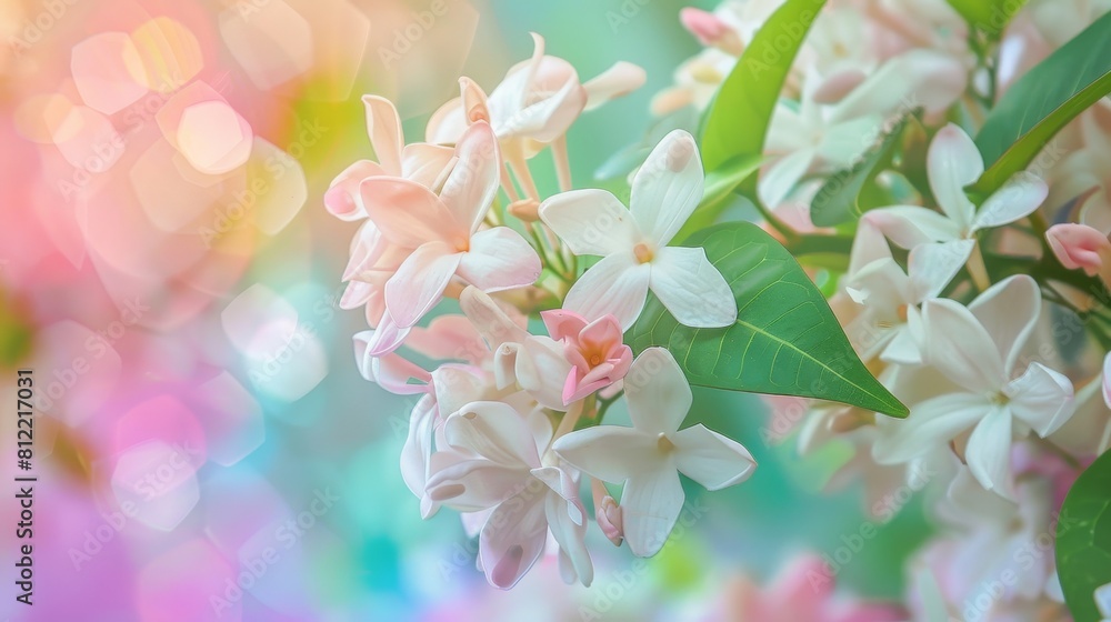 A bunch of white flowers with pink petals A bunch of white flowers with pink petals