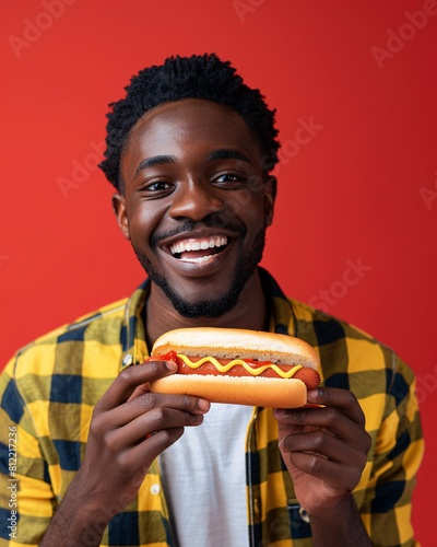 black man with fast food