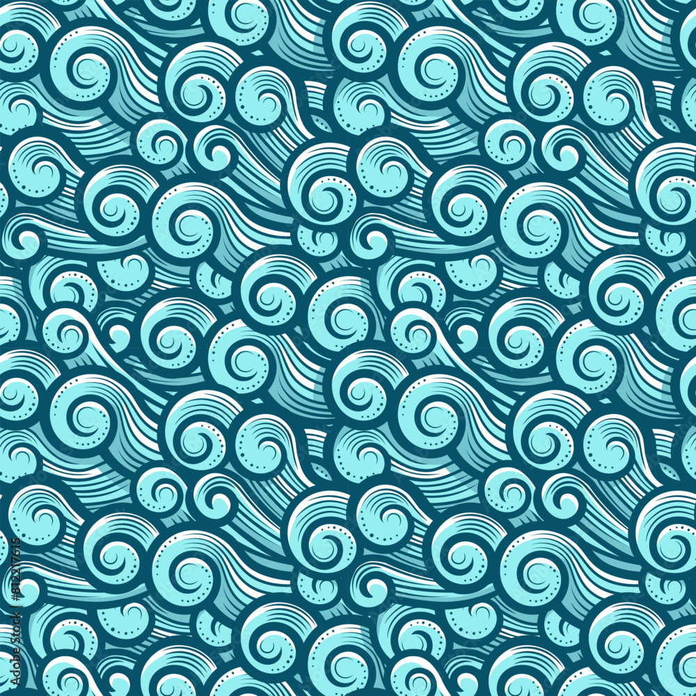 Sea blue waves seamless pattern. Vector Illustration Sea blue waves seamless pattern. Vector Illustration