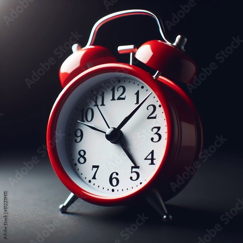  The red alarm clock loudly buzzed at 6:00 AM, waking the heavy sleeper.