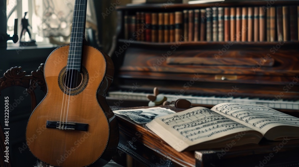 Fototapeta premium Mastering Music Composition and Guitar Theory through Deep Study and Notebook Sketches