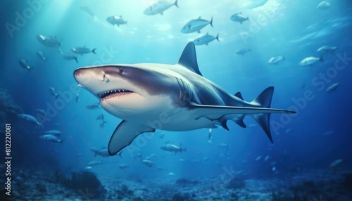 Wallpaper Mural The great White Shark in the ocean, portrait of White shark hunting prey in the underwater Torontodigital.ca