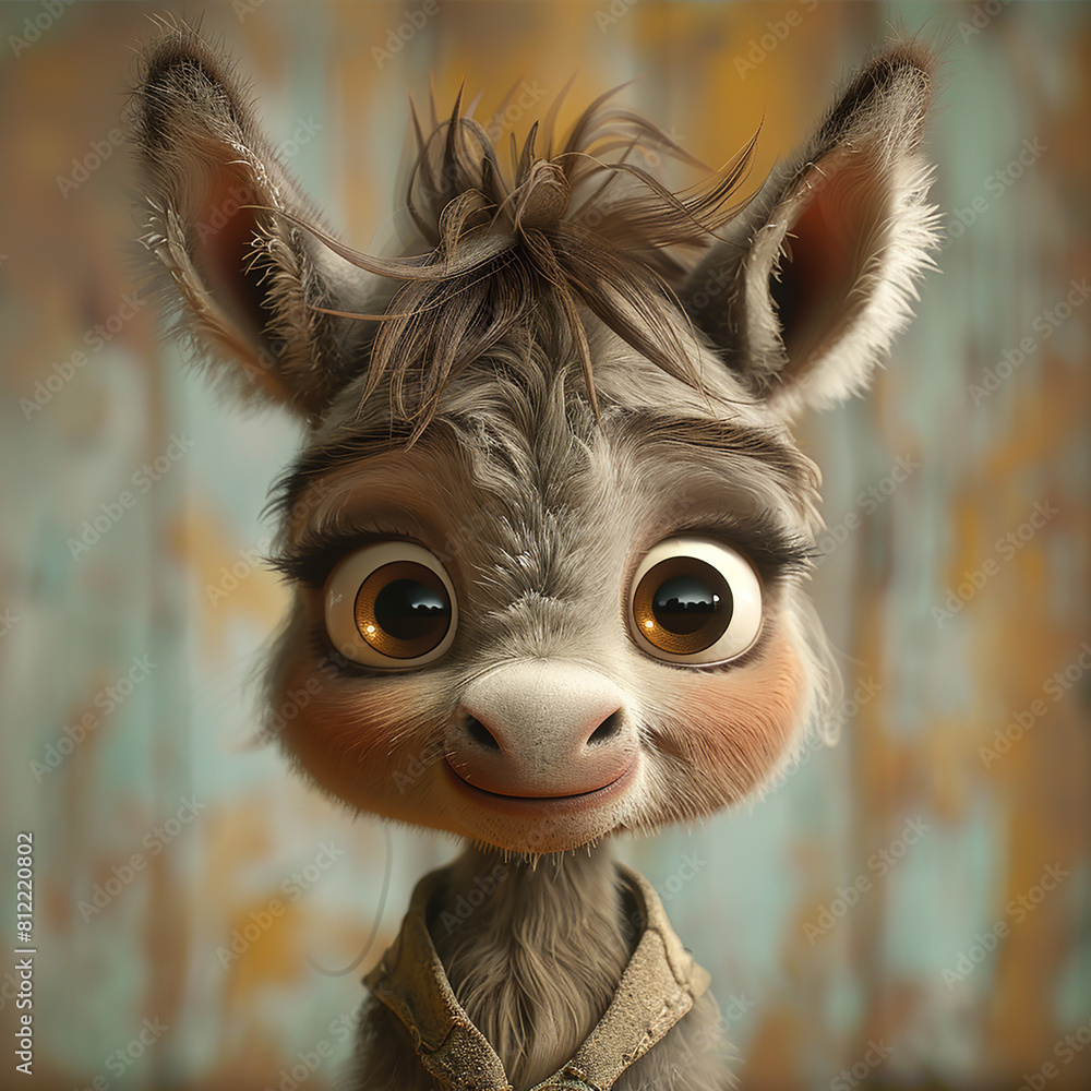 3d rendered photo of a donkey made with generative AI