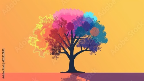 Tree flat design front view forest theme animation Complementary Color Scheme