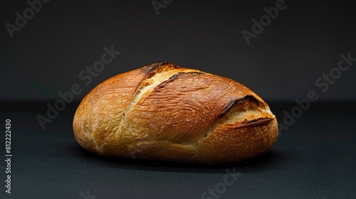 Capture the art of photographing freshly baked bread in Ecuador at a unique angle of forty five degrees set against a sleek black backdrop with ample space for text