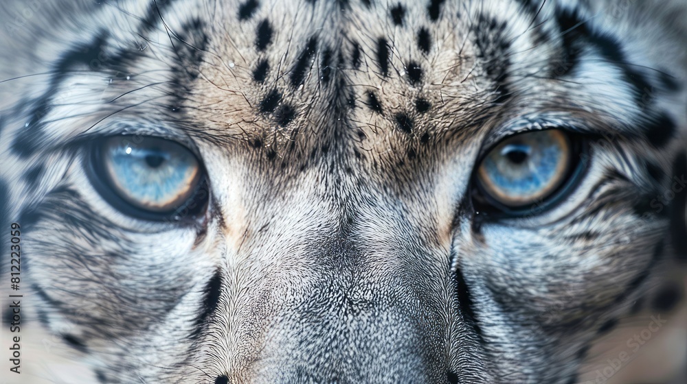 snow leopard eyes close up.