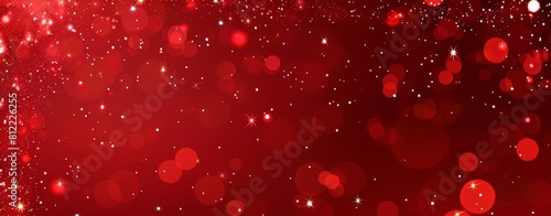 Enchanting red background dazzles with sparkling bokeh lights and glitter, perfect for creating a magical and festive atmosphere in designs or holiday-themed projects