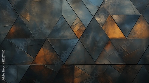 Modern and Abstract Geometric Metal Wall Pattern with a Copper and Steel Finish