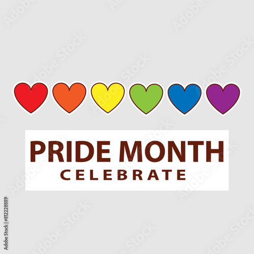 LGBT Pride Month in June. Lesbians, gays, bisexuals, transsexuals. LGBT flag. Rainbow love concept. Human rights and tolerance. Poster, card, banner, badge. Cartoon vector illustration of LGBT holiday