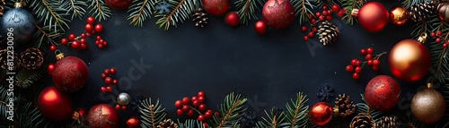 A festive greeting card with a Christmas and New Year theme, set against a black background