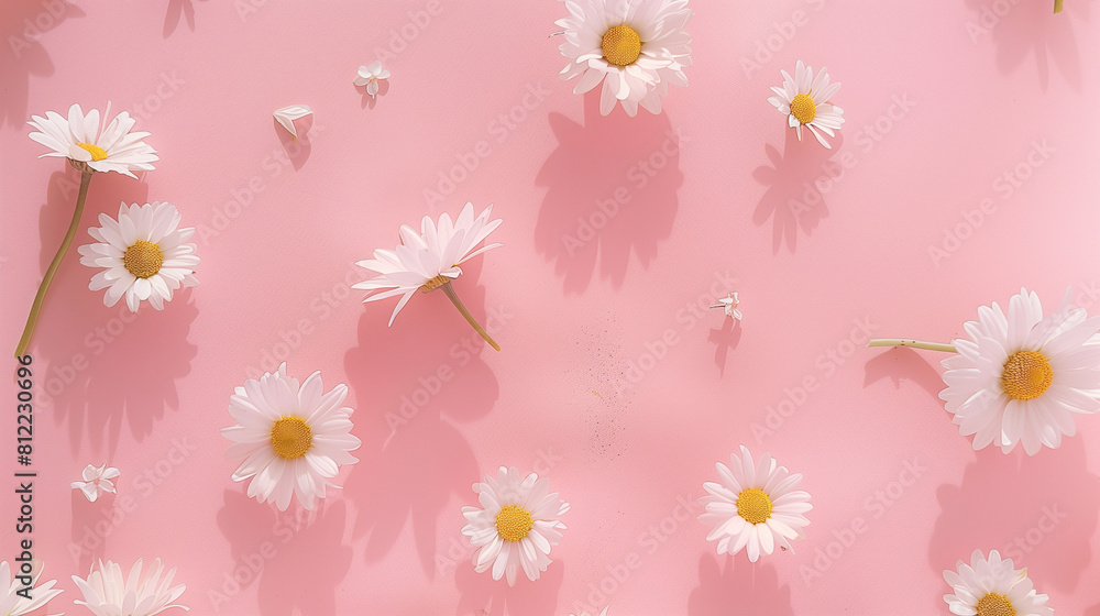 Group of Daisies on Pink Background Group of Daisies on Pink Background