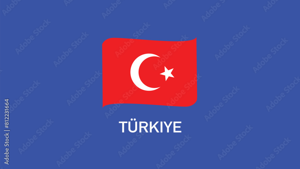 Obraz premium Turkiye Flag Ribbon Teams European Nations 2024 Abstract Countries European Germany Football Symbol Logo Design Vector Illustration