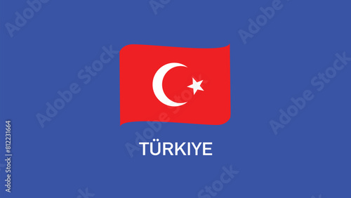 Turkiye Flag Ribbon Teams European Nations 2024 Abstract Countries European Germany Football Symbol Logo Design Vector Illustration