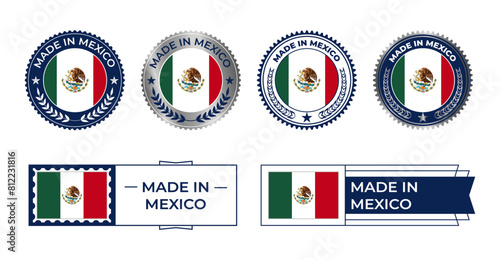 Mexico Flag, Mexico Flag Stamp, Made in Mexico. Mexico Verified, Country Flag Stamp, Verified, Certified, Made in, Tag, Seal, Stamp, Silver, Flag, Icon vector.