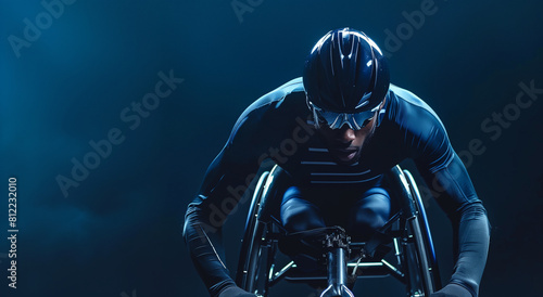 Paralympic athlete, copy space, Generative AI.