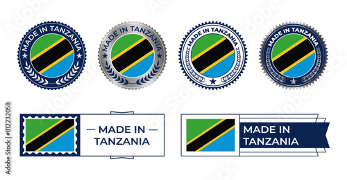 Tanzania Flag, Tanzania Flag Stamp, Made in Tanzania. Tanzania Verified, Country Flag Stamp, Verified, Certified, Made in, Tag, Seal, Stamp, Silver, Flag, Icon vector.