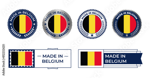 Belgium Flag, Belgium Flag Stamp, Made in Belgium. Belgium Verified, Country Flag Stamp, Verified, Certified, Made in, Tag, Seal, Stamp, Silver, Flag, Icon vector.