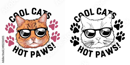 2024 cat lovers vector design, cool cats hot paws