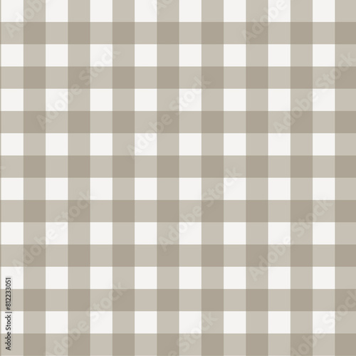 Gingham pattern seamless Plaid repeat in beige and white. Design for print, tartan, gift wrap, textiles, checkered background for tablecloth