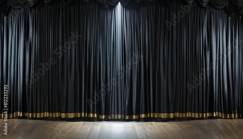 black curtain background with light for stage view generative ai
