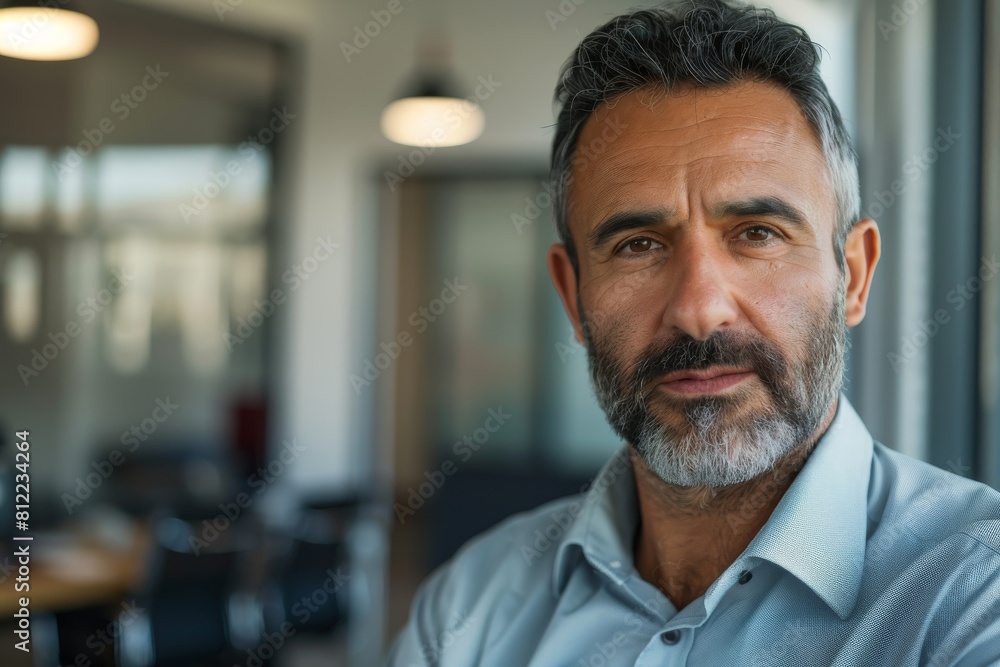 Obraz premium Middle-aged businessman showing a serious expression and piercing gaze